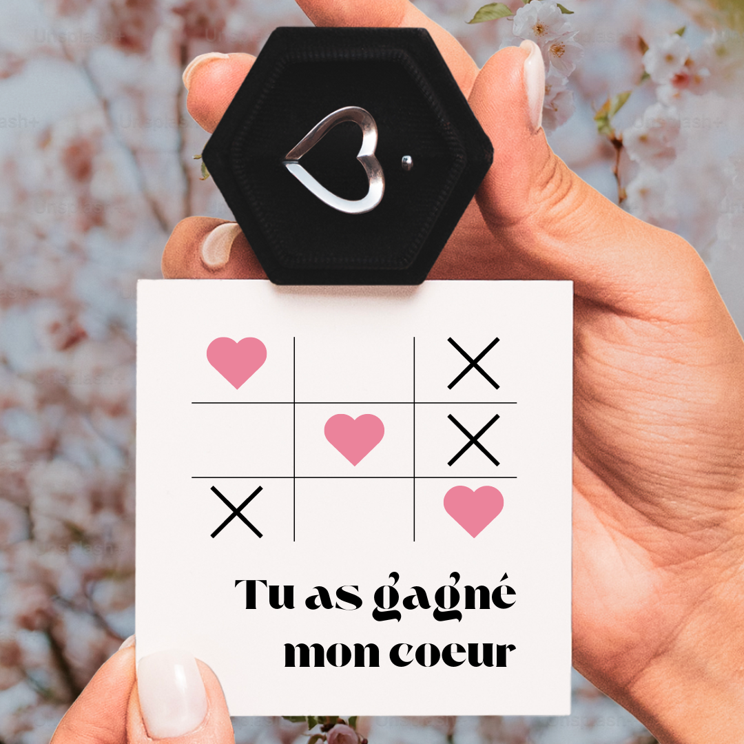 Bague Ajustable - Coeur - Tu as gagné mon coeur