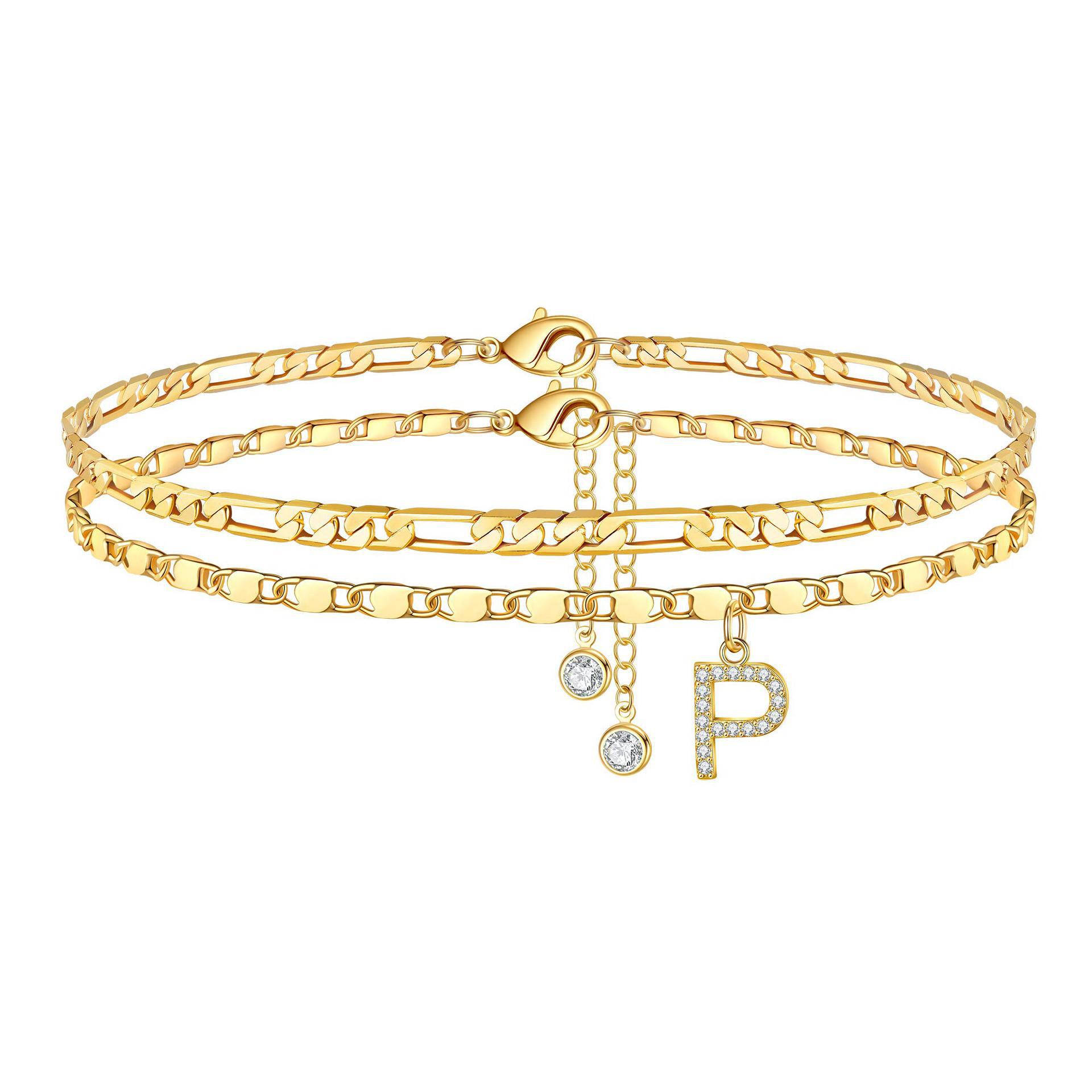 Tobillera Esencia Inicial- Pulsera Tobillera Con Inicial