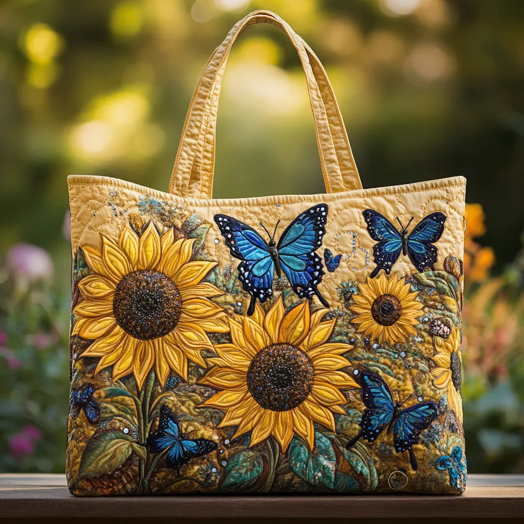 Bolso Artesanal -Girasol y Mariposa Azul