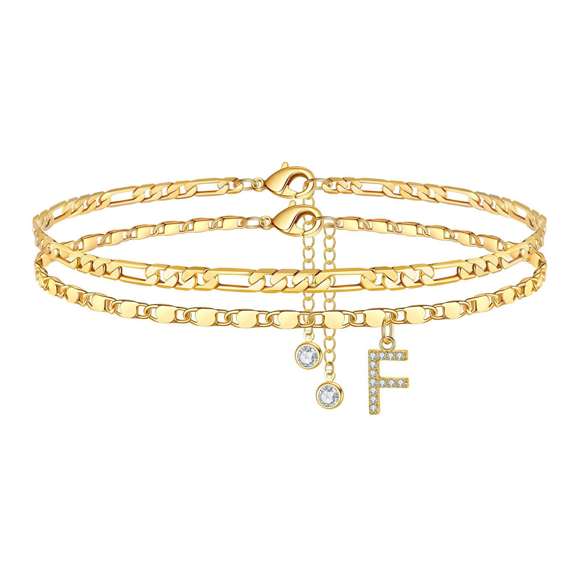 Tobillera Esencia Inicial- Pulsera Tobillera Con Inicial