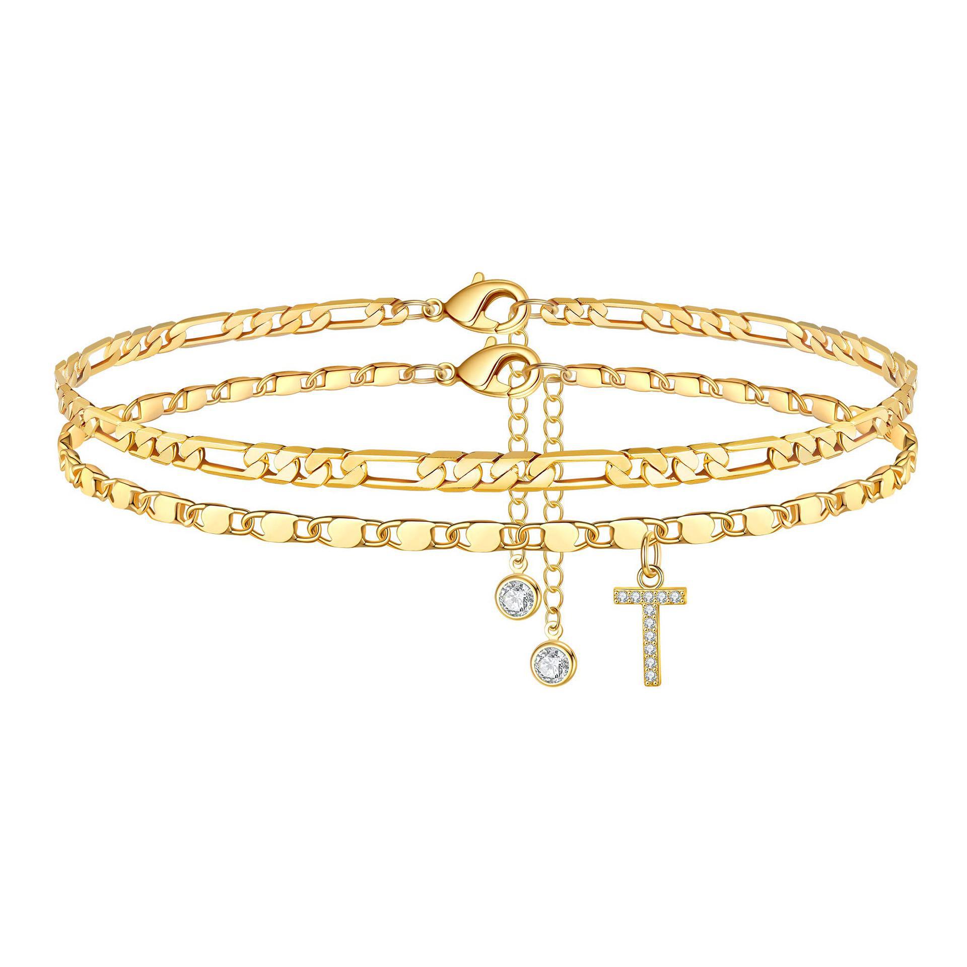 Tobillera Esencia Inicial- Pulsera Tobillera Con Inicial