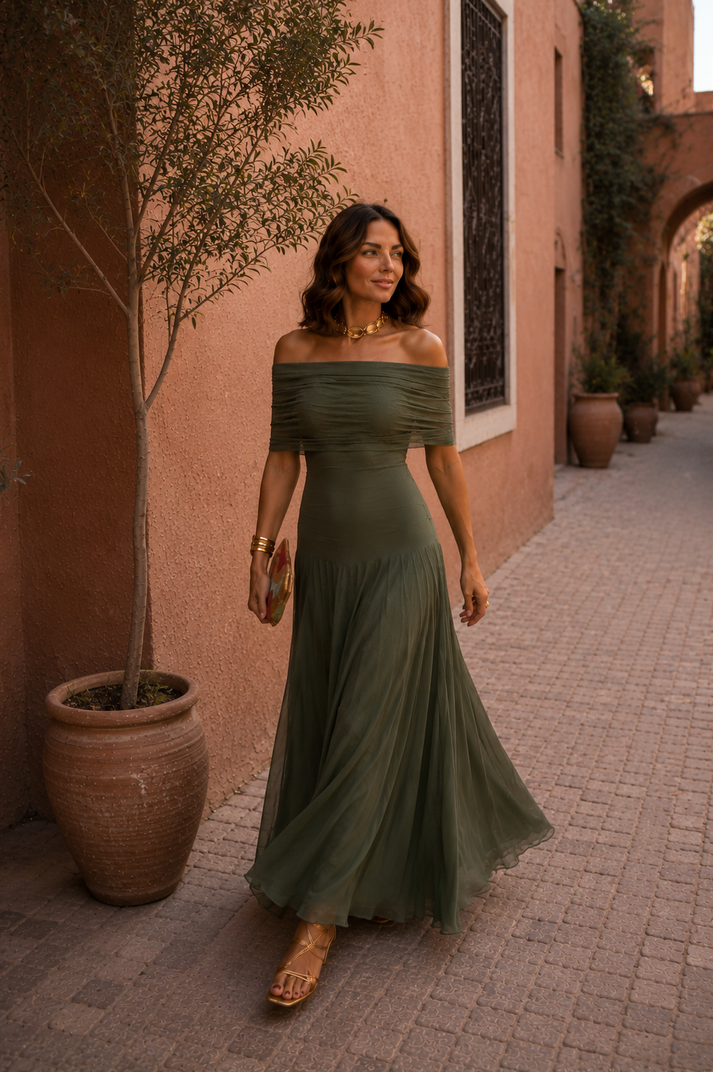 Carmen- Vestido Elegante Verde