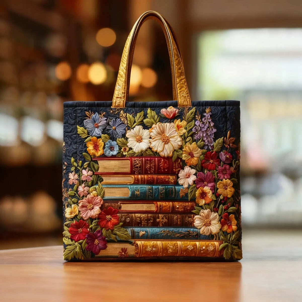 Bolso Artesanal - Estampados Florales y Libros