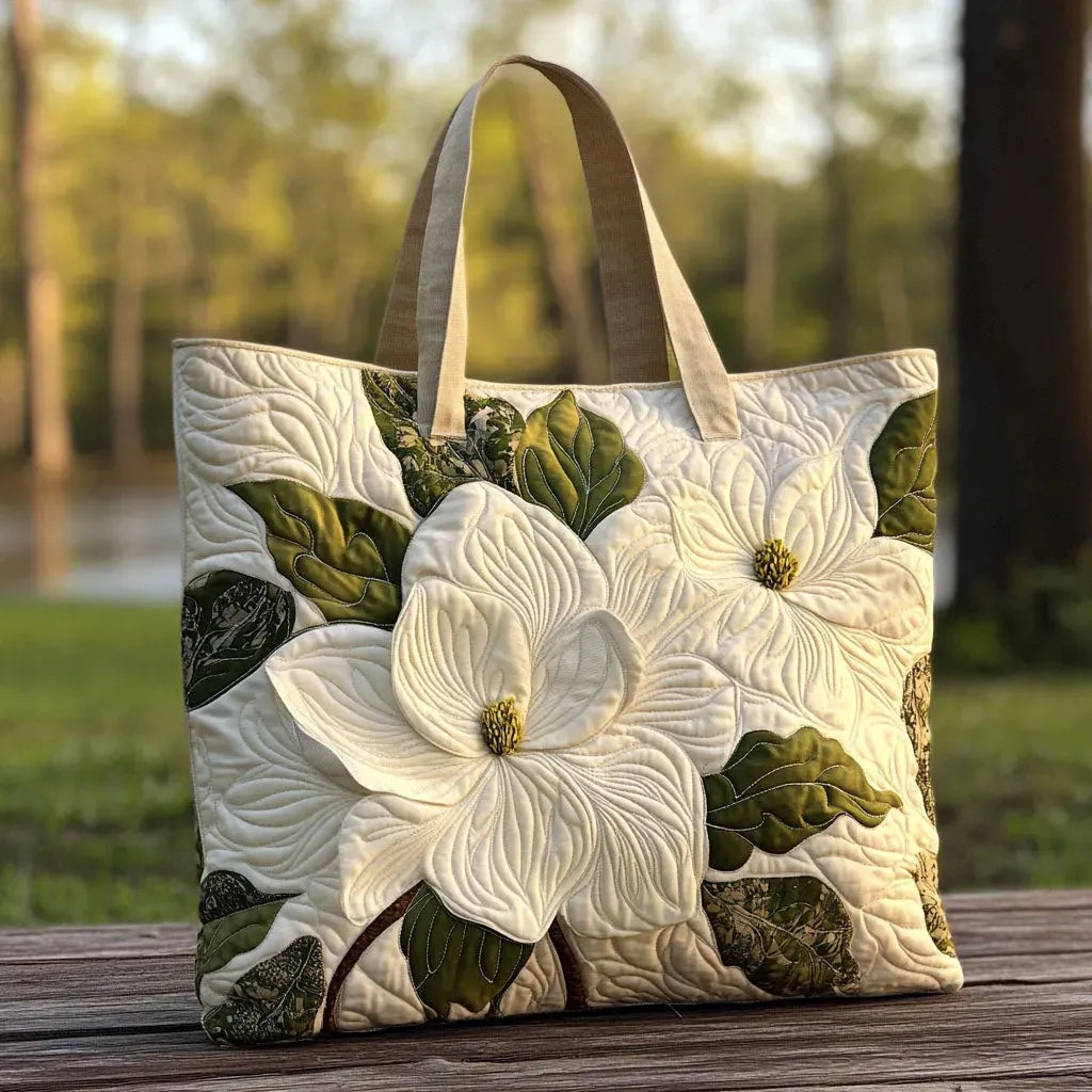 Bolso Artesanal Acolchado - Lirio Blanco Elegante
