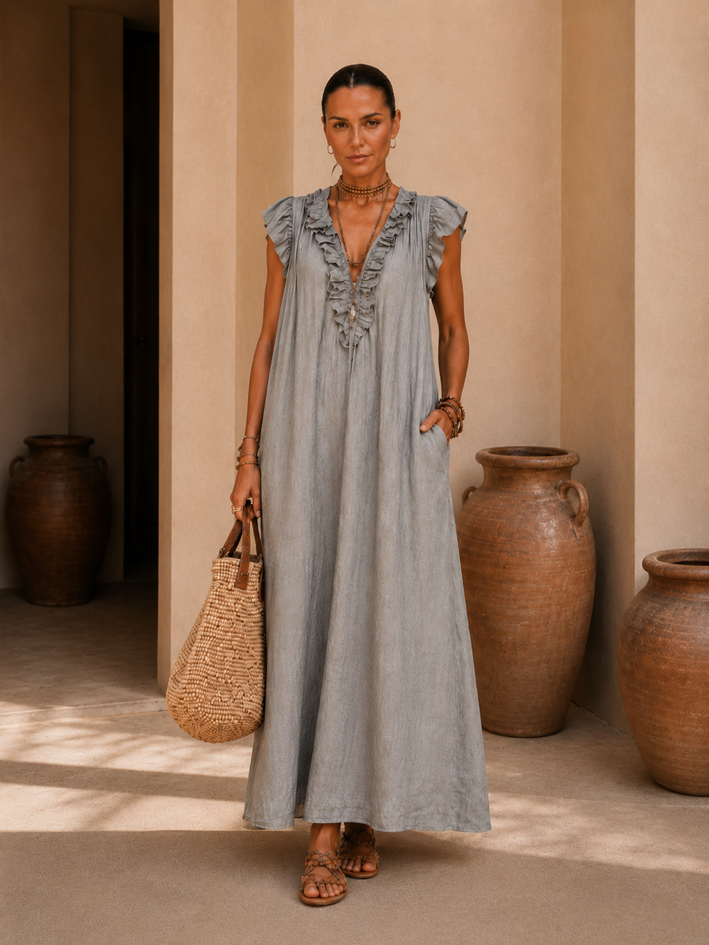CALA Vestido fluido con flecos