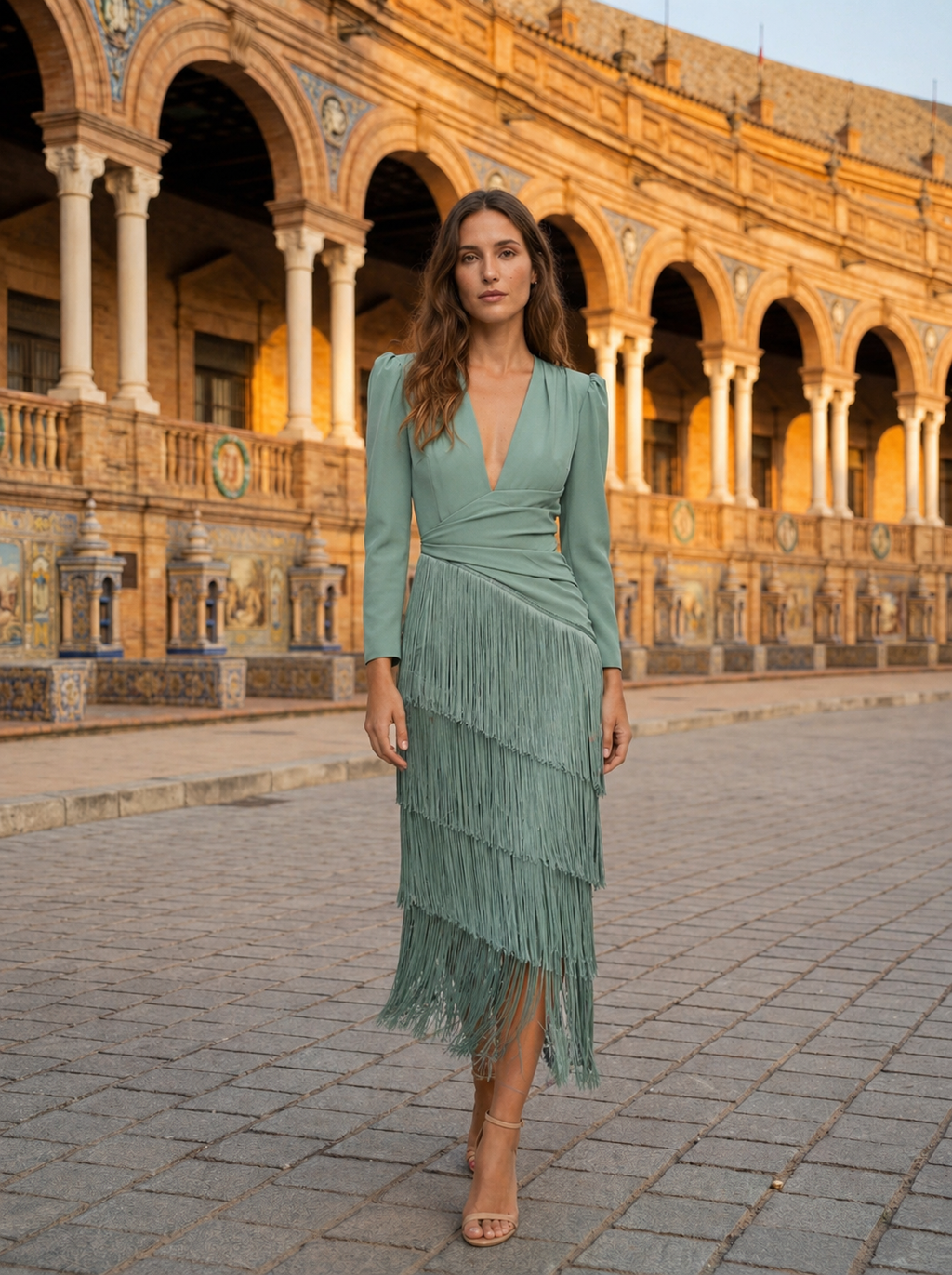 Anne-  Vestido Elegante Con Flecos