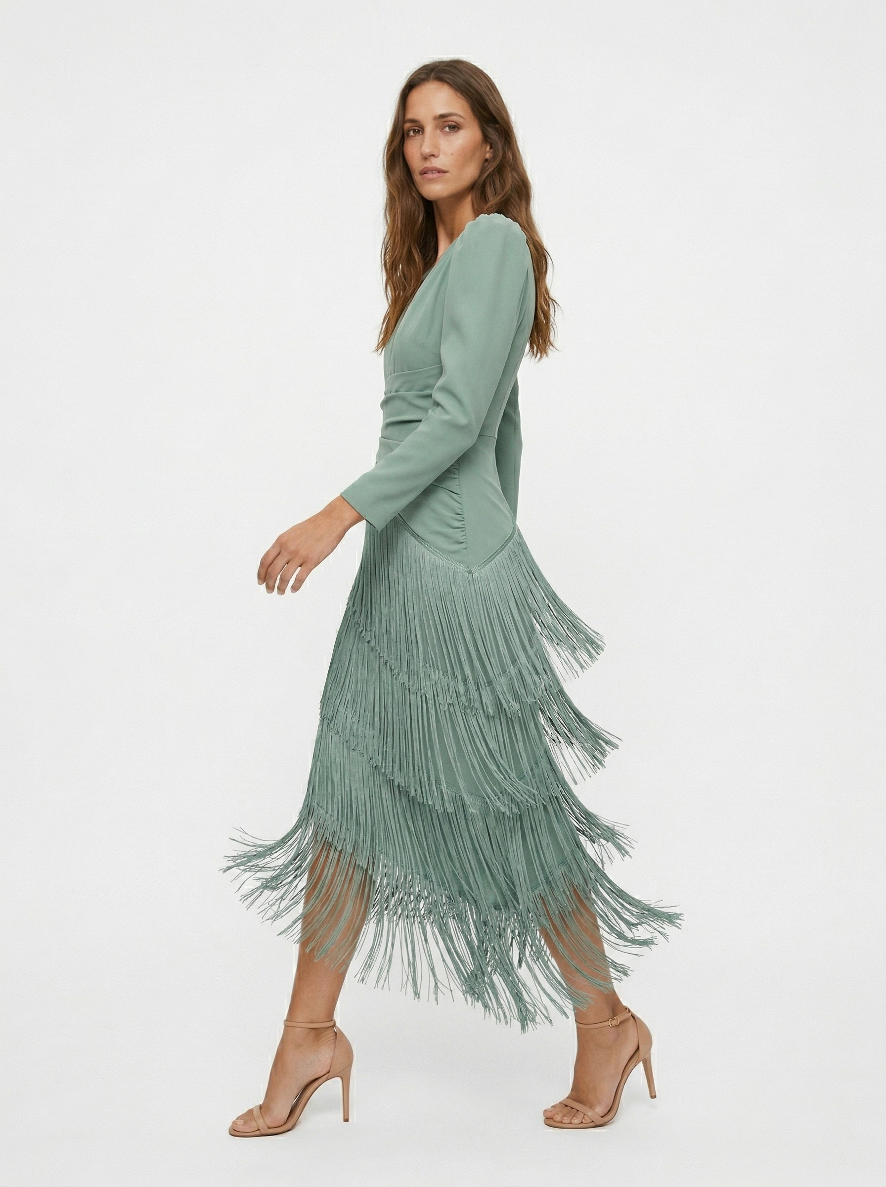 Anne-  Vestido Elegante Con Flecos