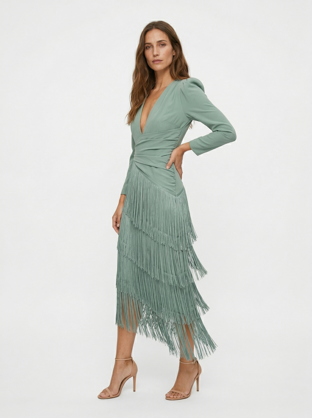Anne-  Vestido Elegante Con Flecos