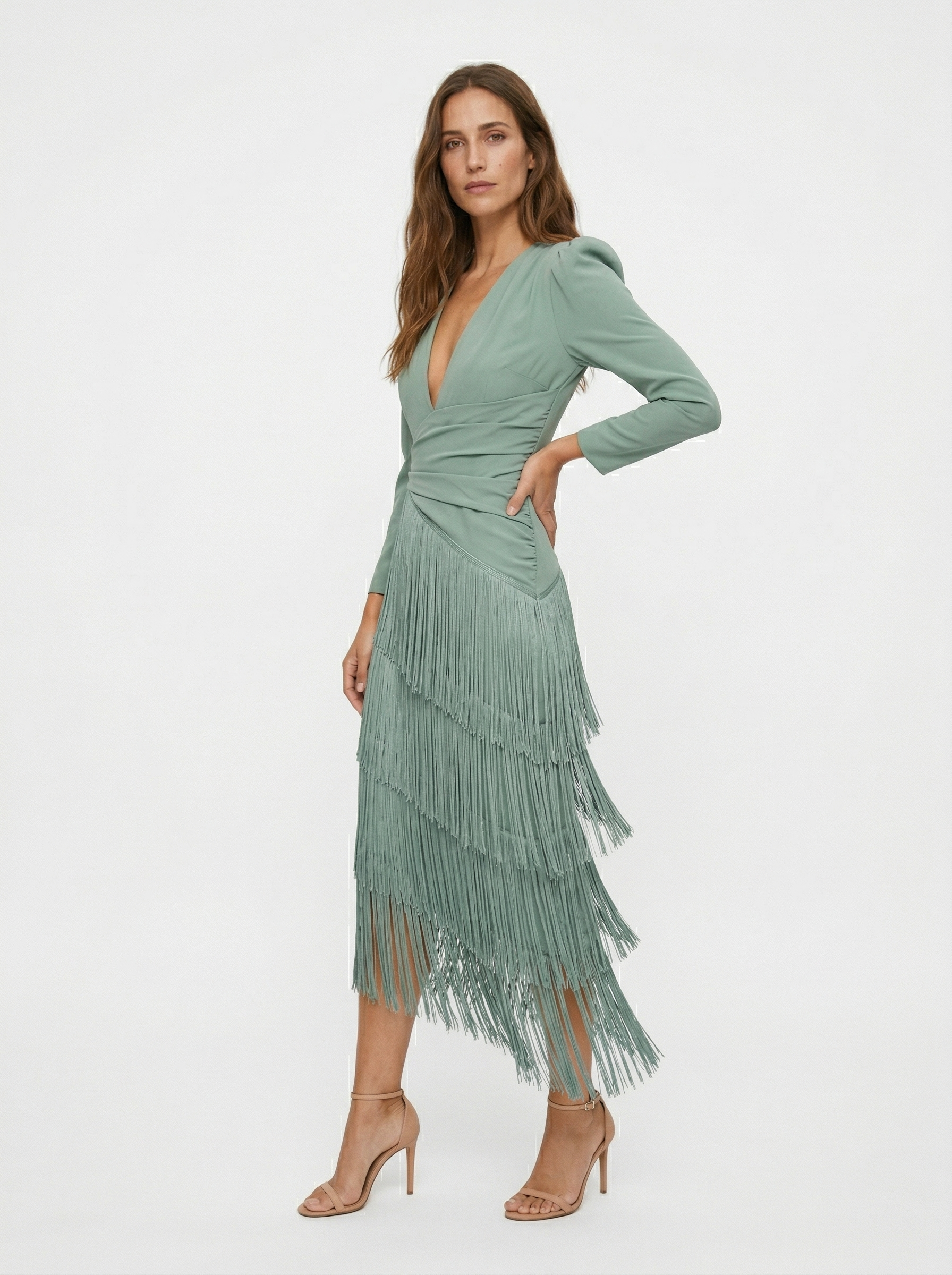 Anne-  Vestido Elegante Con Flecos