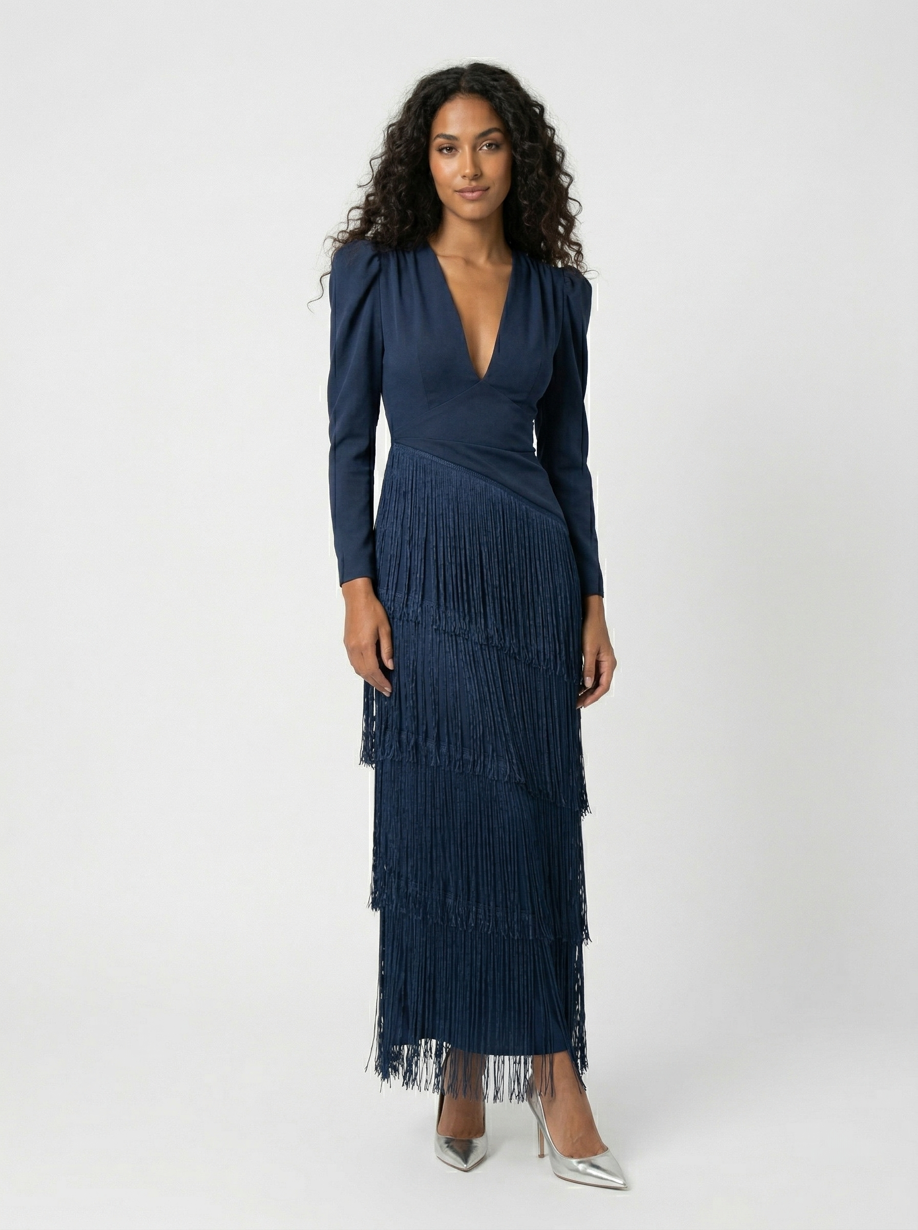 Anne-  Vestido Elegante Con Flecos