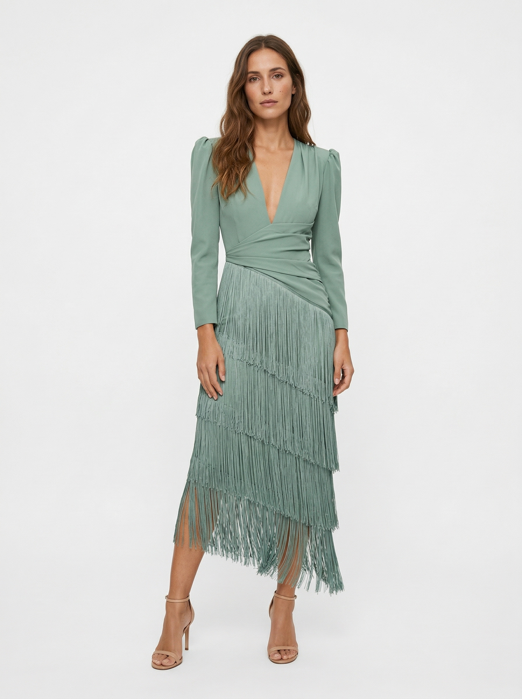 Anne-  Vestido Elegante Con Flecos