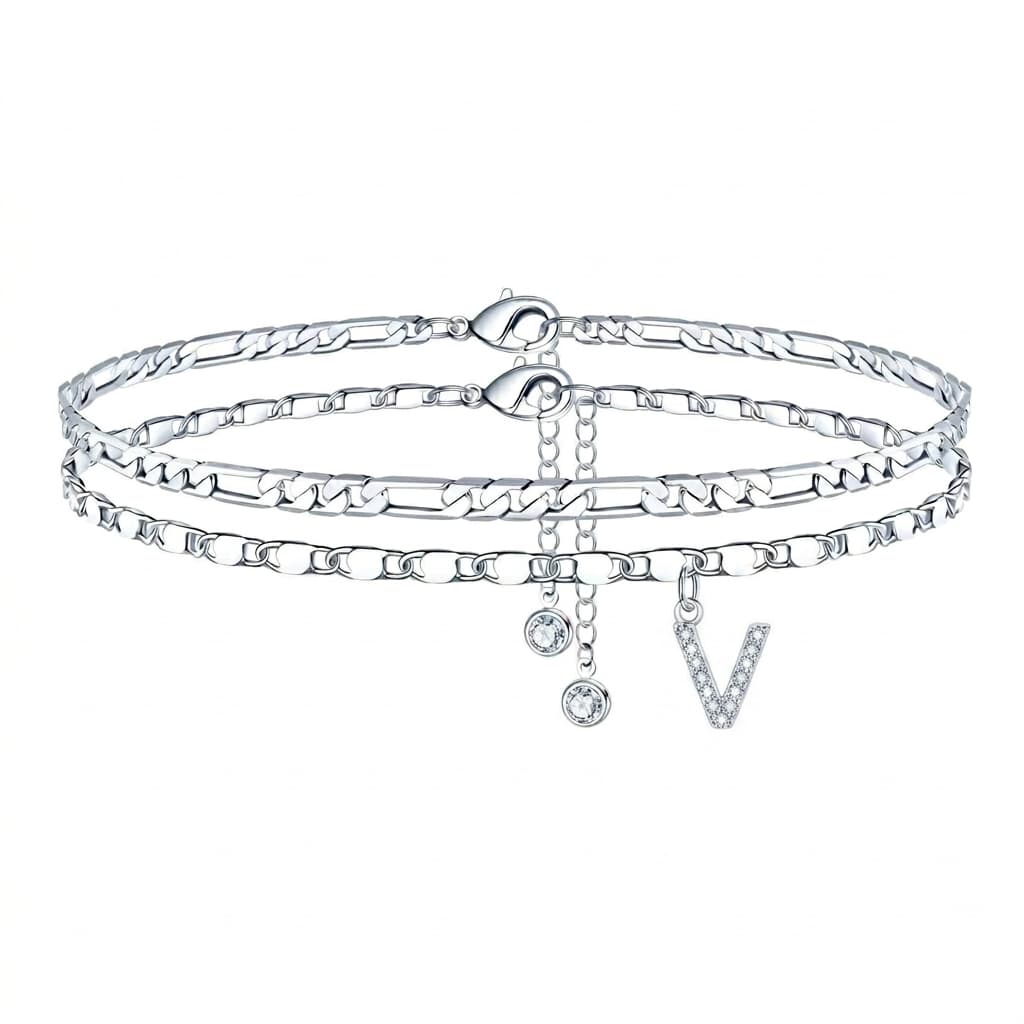 Tobillera Esencia Inicial- Pulsera Tobillera Con Inicial