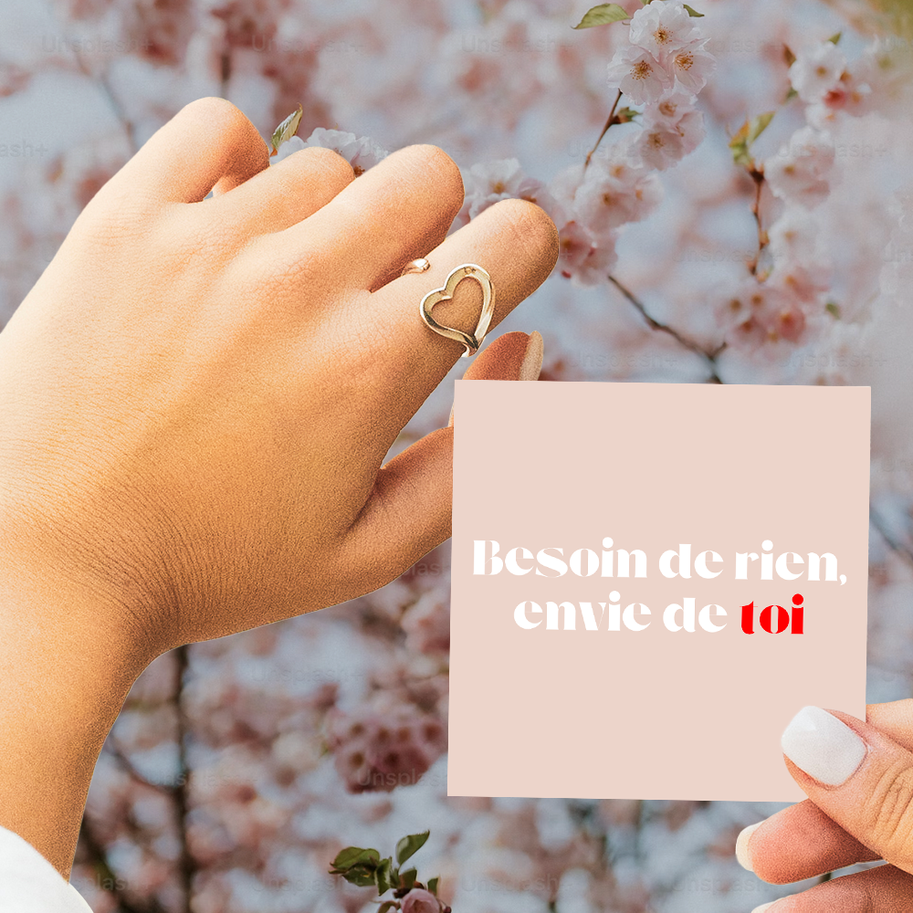 Bague Ajustable - Coeur - Besoin de rien, envie de toi
