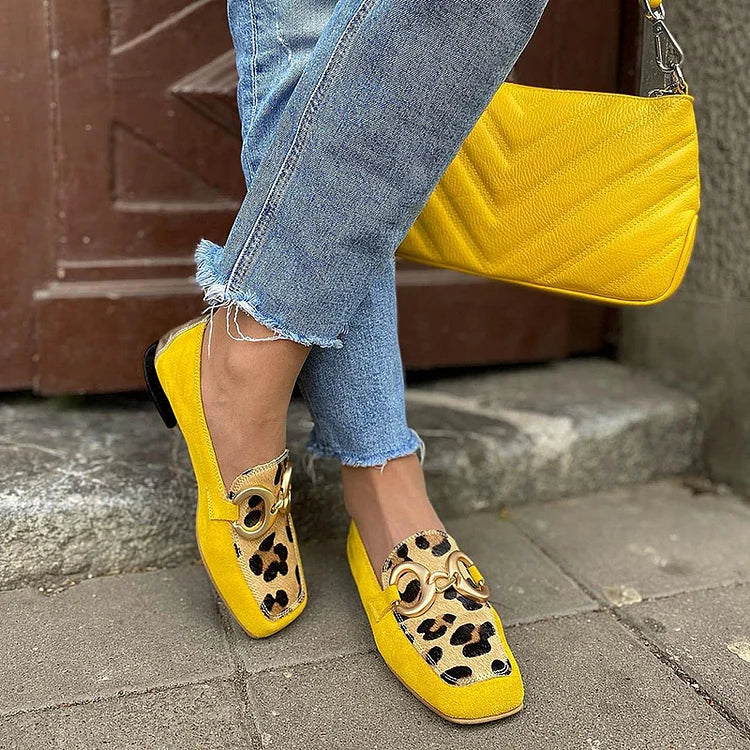 ASUNCIÓN Mocasines Amarillos De Mujer Con Estampado Animal