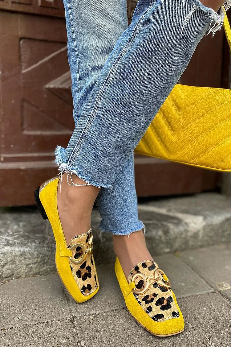 ASUNCIÓN Mocasines Amarillos De Mujer Con Estampado Animal