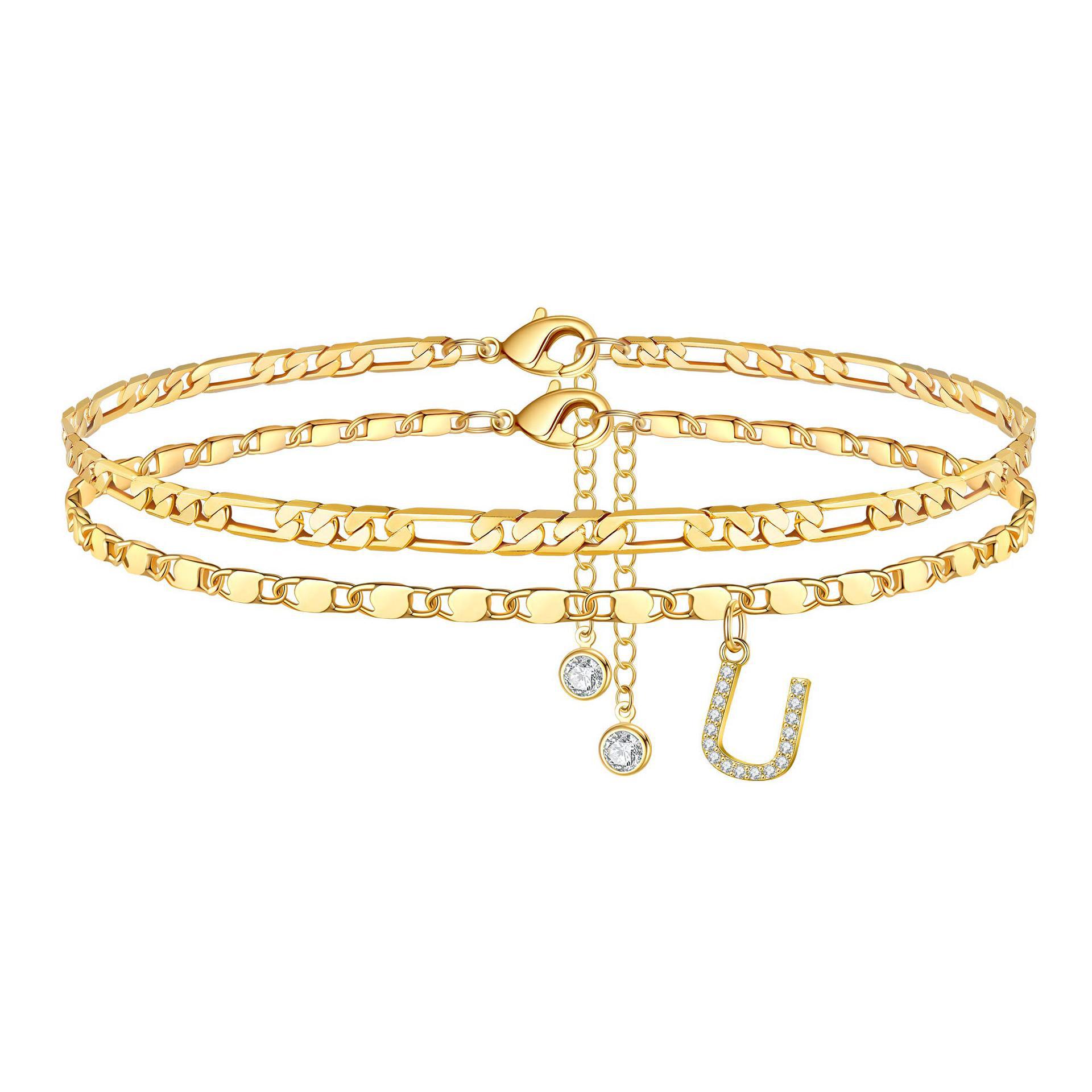 Tobillera Esencia Inicial- Pulsera Tobillera Con Inicial