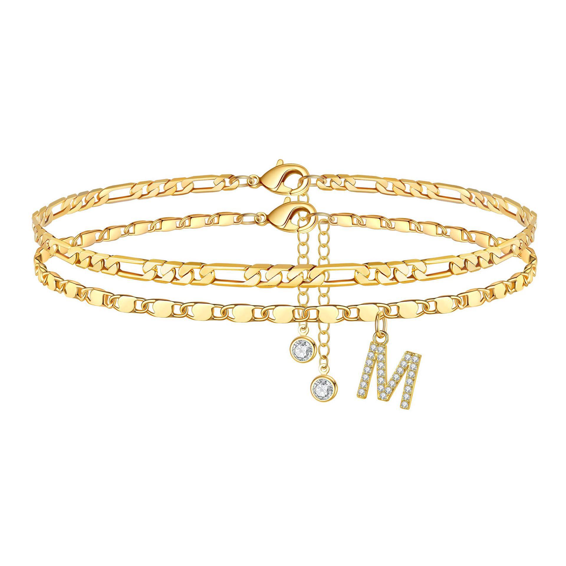 Tobillera Esencia Inicial- Pulsera Tobillera Con Inicial