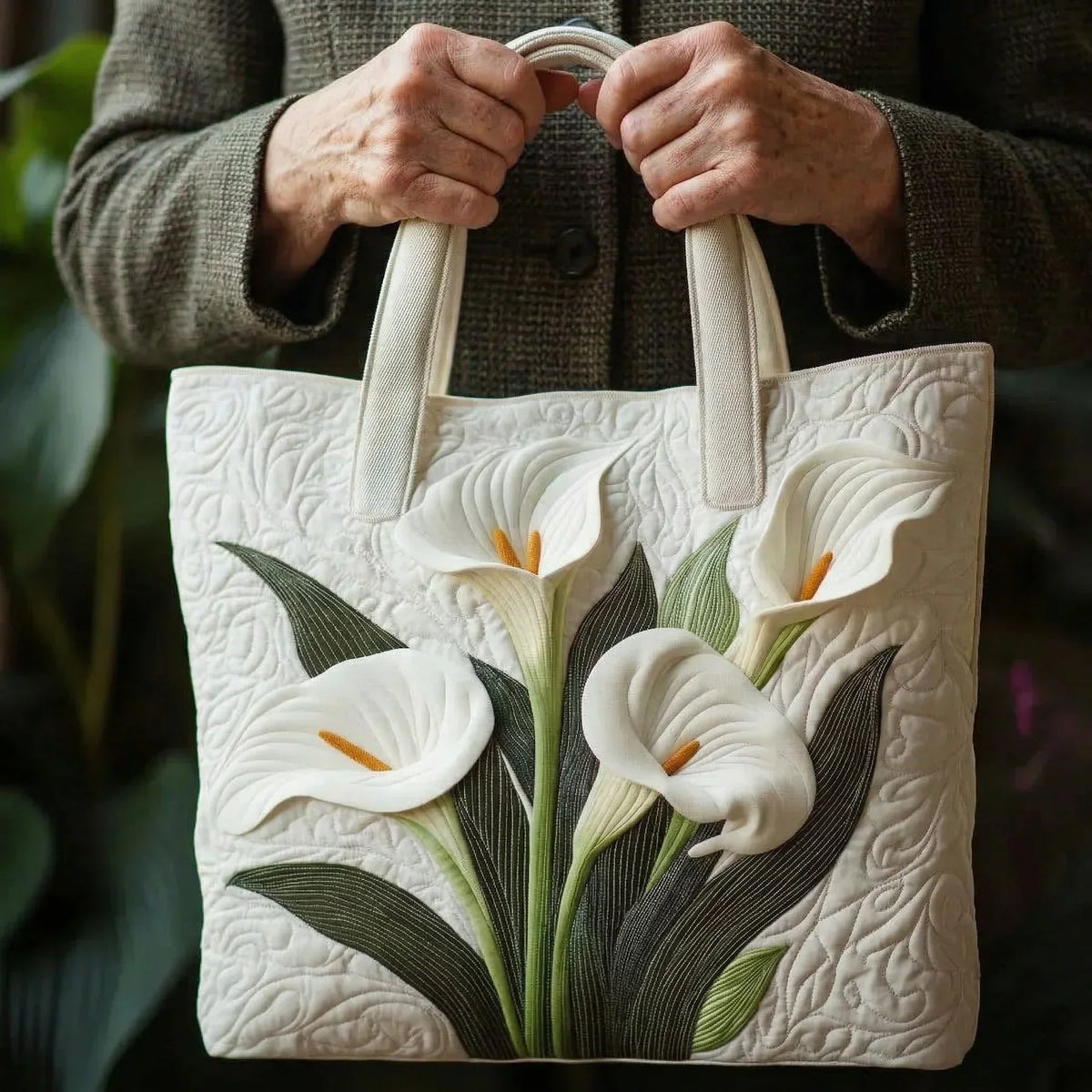 Bolso Artesanal Acolchado - Girasol Blanco