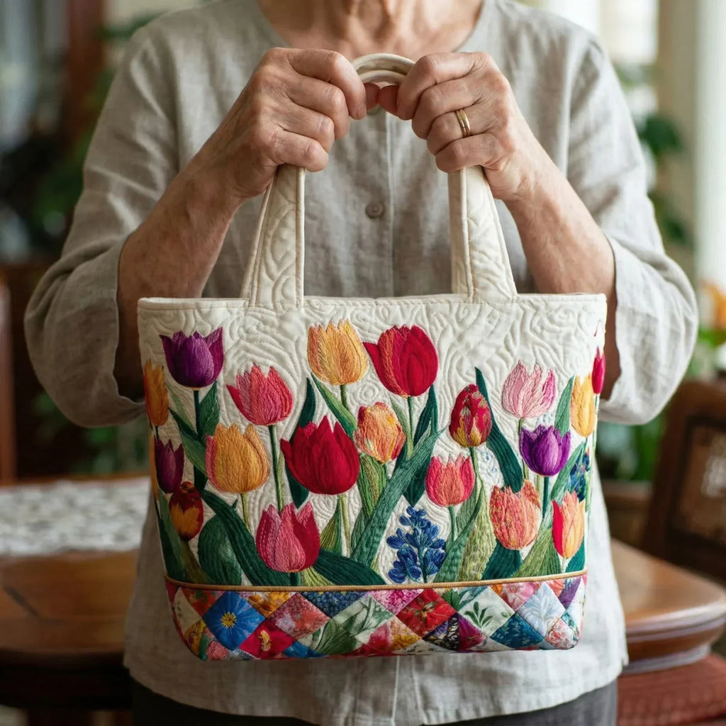 Bolso Acolchado - Jardín de Tulipanes