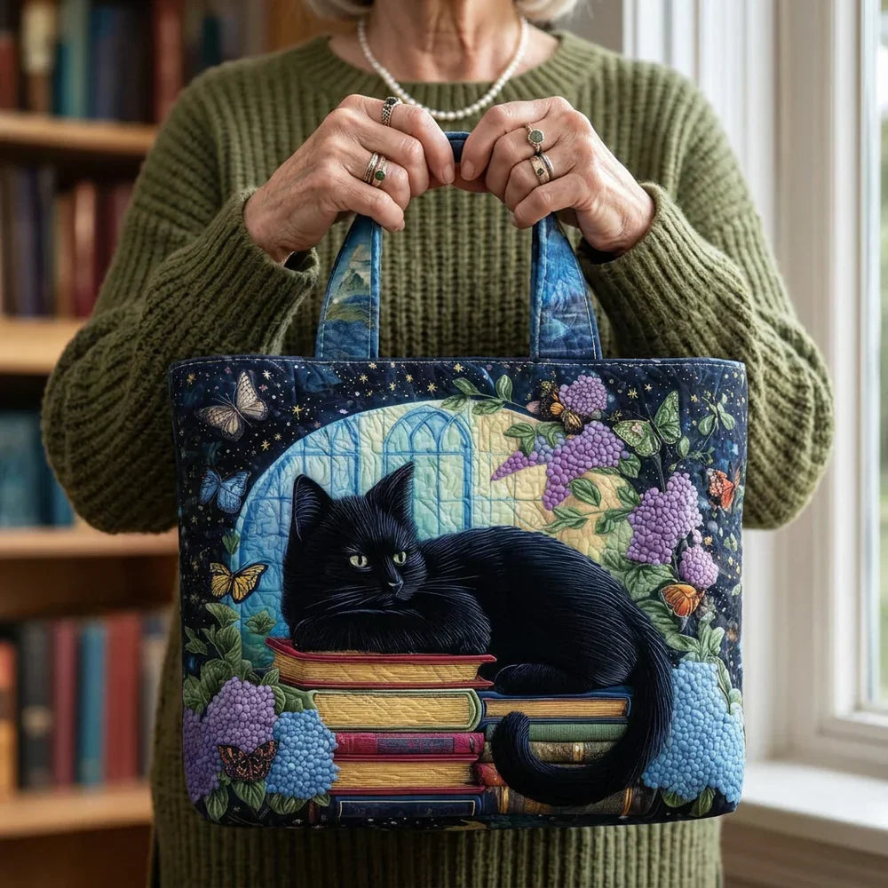 Bolso Artesanal - Gato Negro con Libro